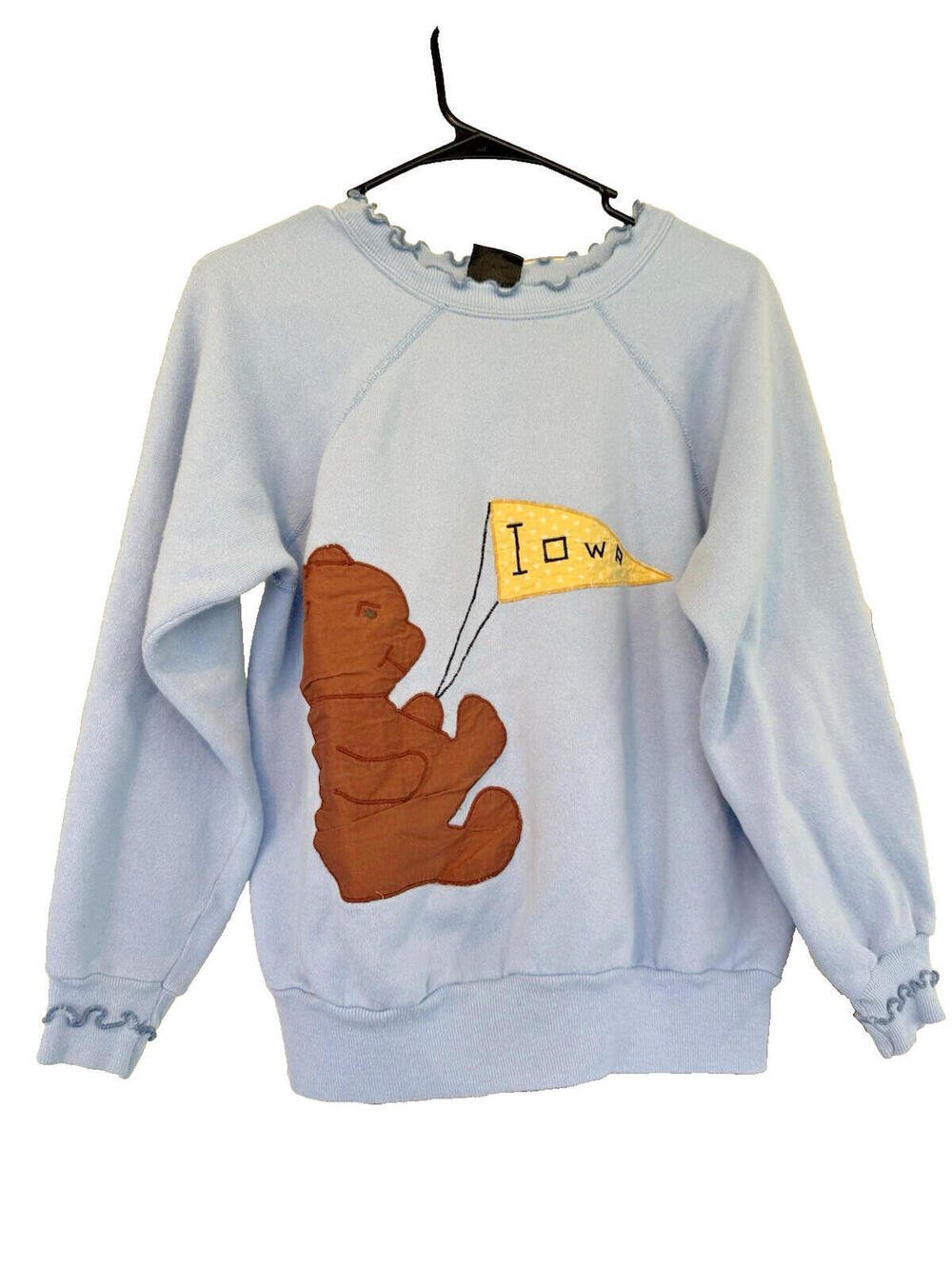 Vintage 80s Cute Teddy Bear Iowa Graphic Raglan Crewneck Sweatshirt Sz Sm